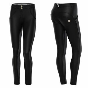 Freddy WR.UP Wrup Black Jersey Faux Leather Low Rise Pants US Size 8 Large